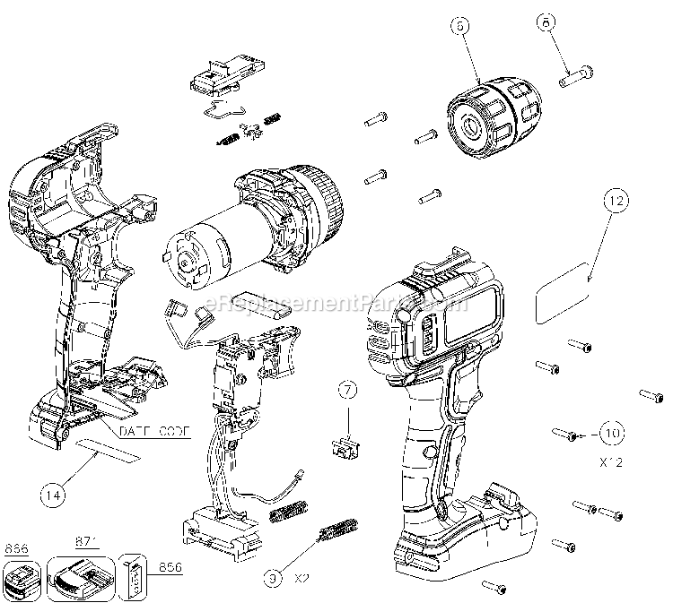 Black and Decker BCD703C1-AR (Type 1) 20v 2-Speed Li-Ion Drill Power Tool Page A Diagram